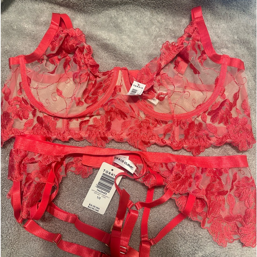 Torrid Curve 2X Bra And Matching 1/2X Garter Belt NWOT